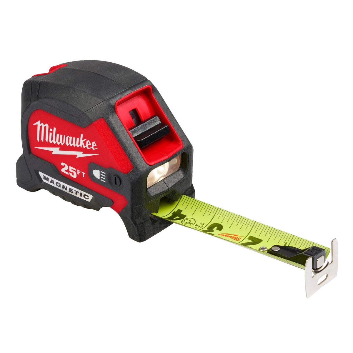 Milwaukee 25ft Compact Wide Blade Magnetic Tape Measure w/ Rechargeable 100L Light