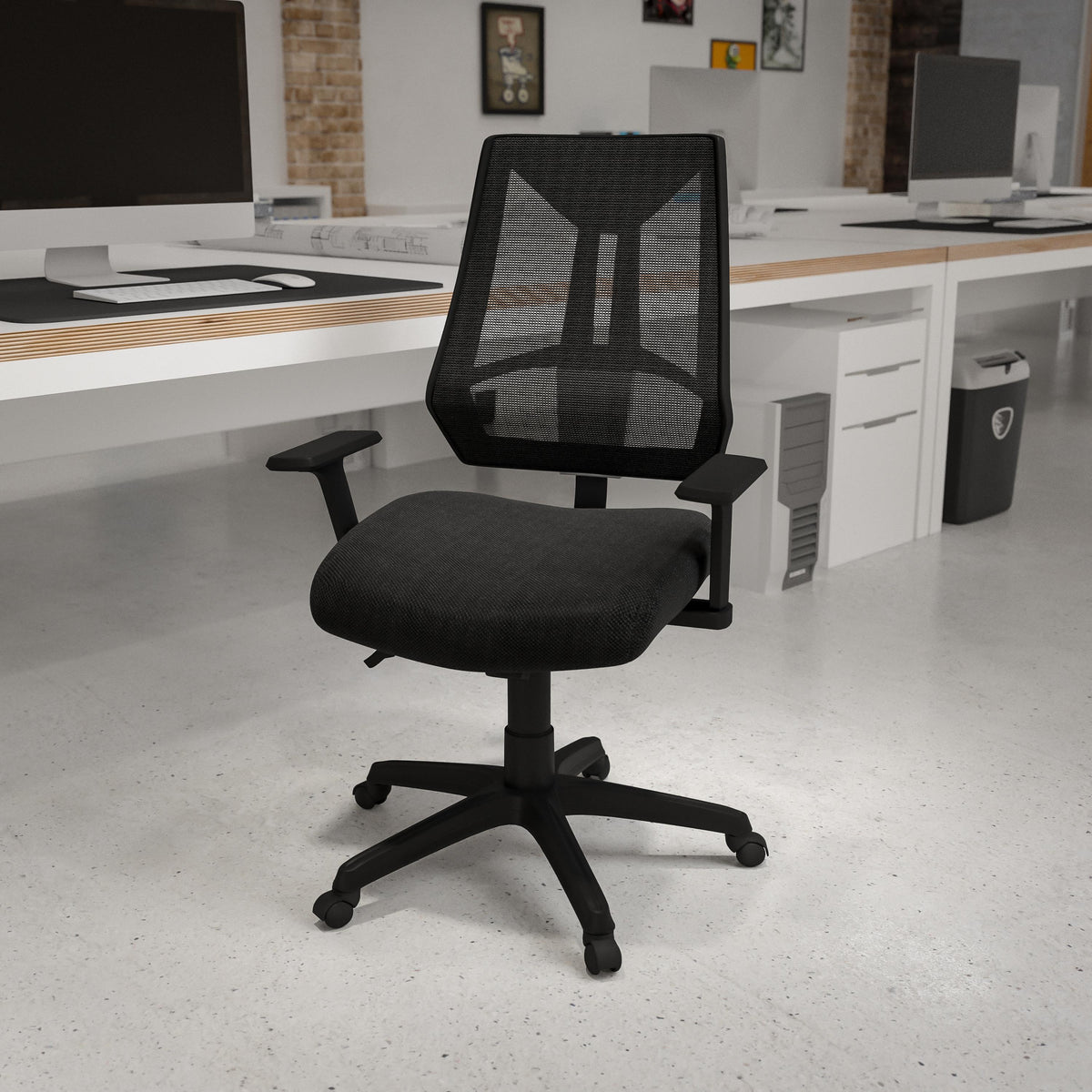 Flash Furniture High Back Black Mesh Multifunction Swivel Ergonomic Office Chair - Flip Up Arms