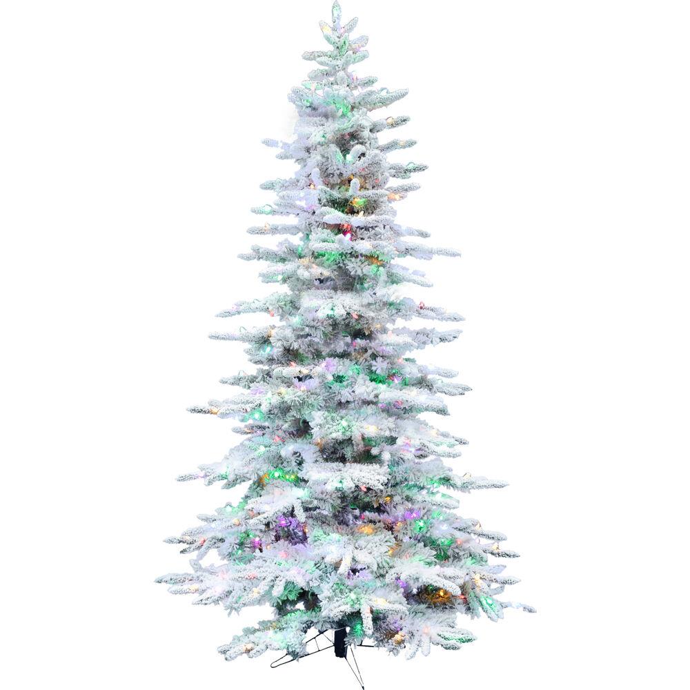 Fraser Hill 6.5-Ft. Flocked Pine Valley Christmas Tree with Dual Multicolor & Warm White LED Lights