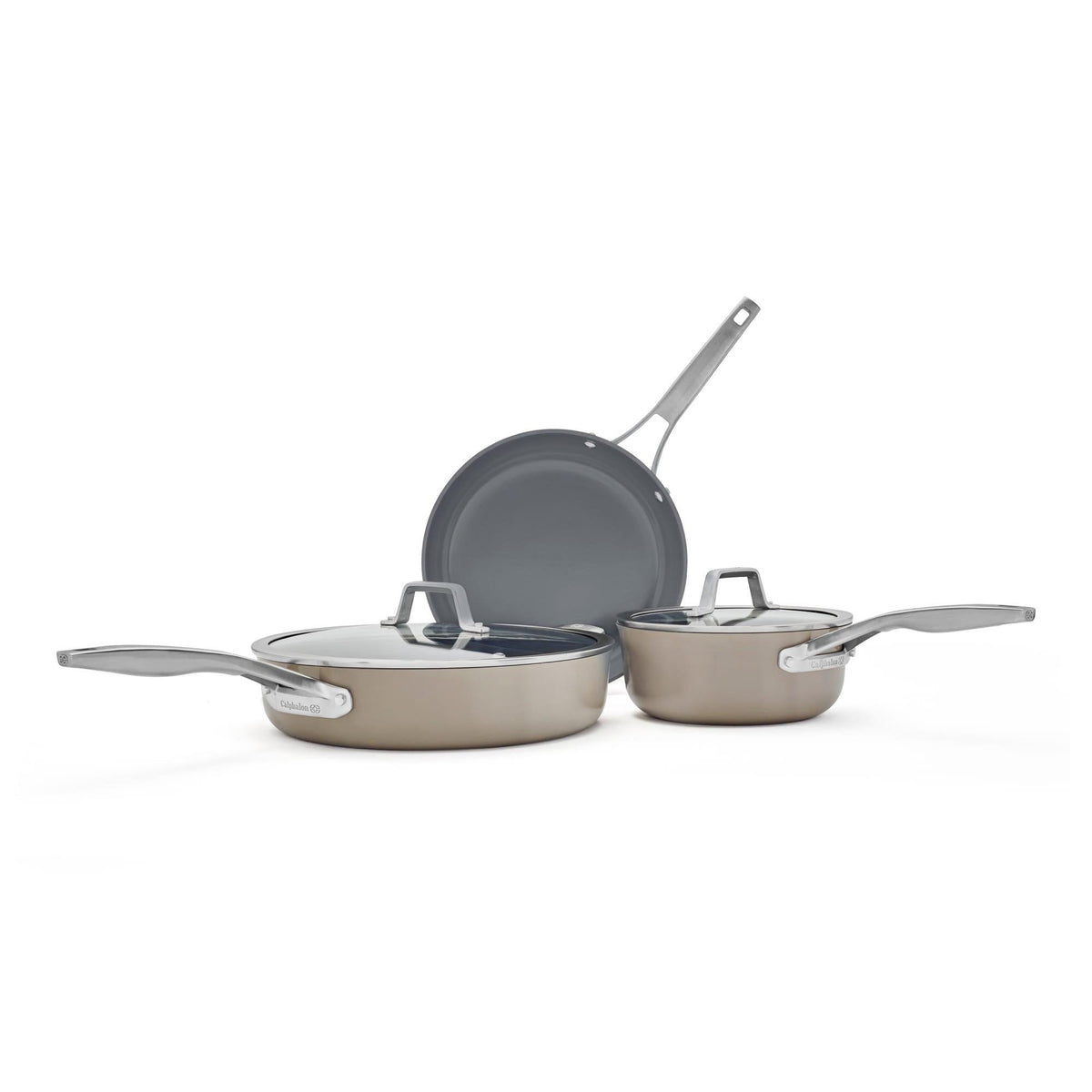 Calphalon Premier Ceramic Nonstick 5pc Cookware Set Mushroom Gray