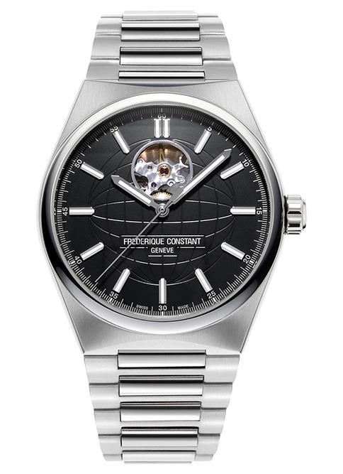 Frederique Constant Men's FC Highlife Automatic Silver-Tone Stainless Steel Bracelet watch, Black dial