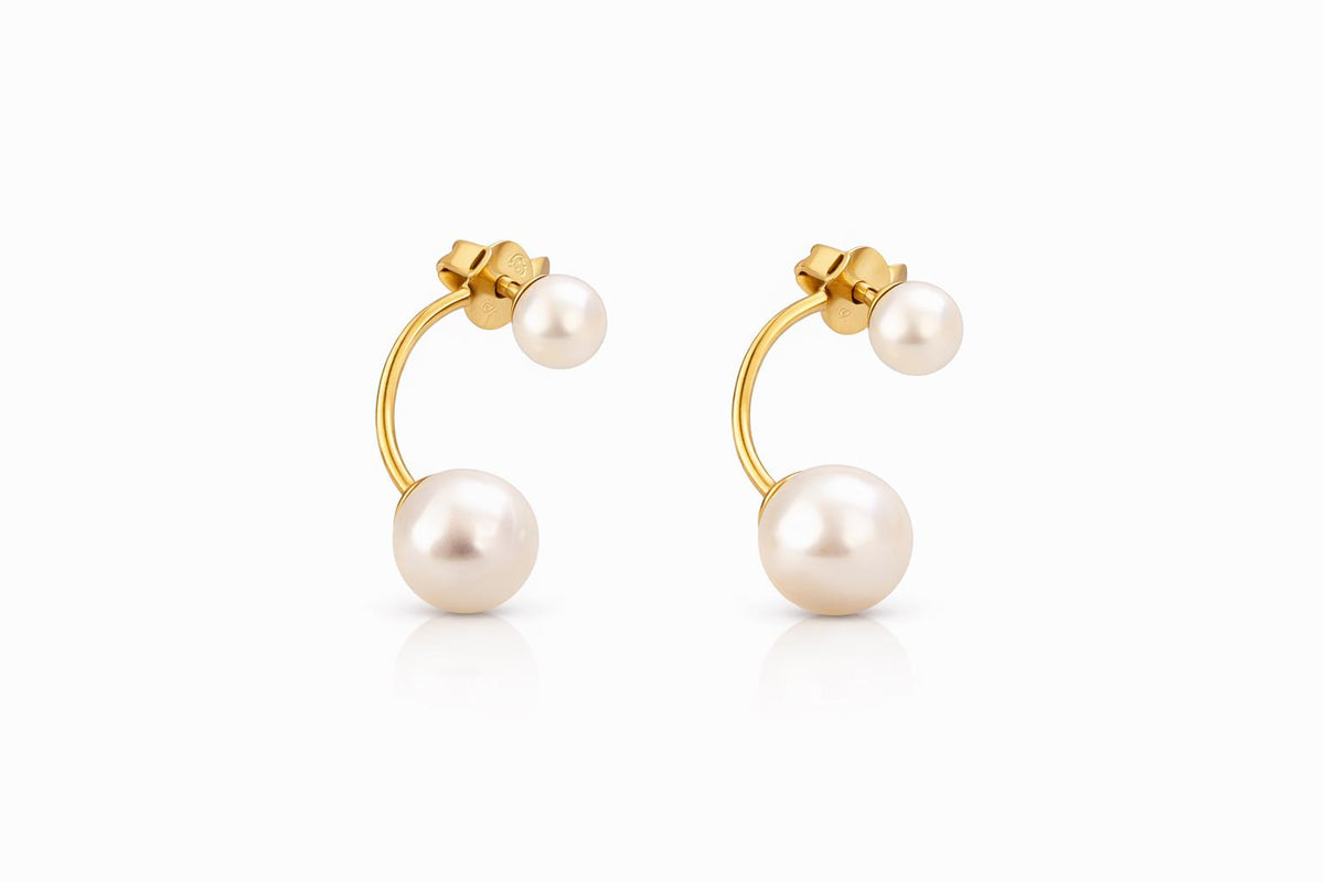 Completely Bella Double Pearl Hanging Hoop Earring