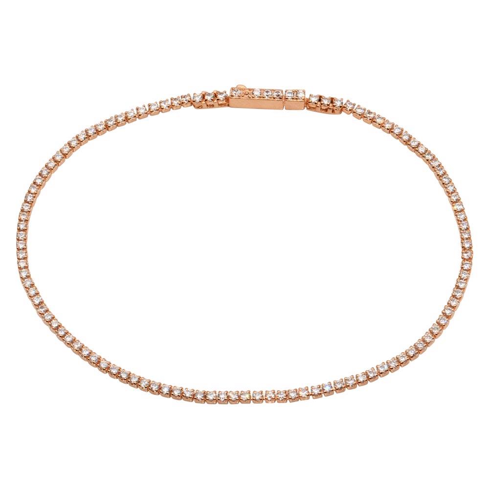 PARIKHS Rose Gold Plated Tennis Bracelet with CZ Stones in 925 Sterling Silver
