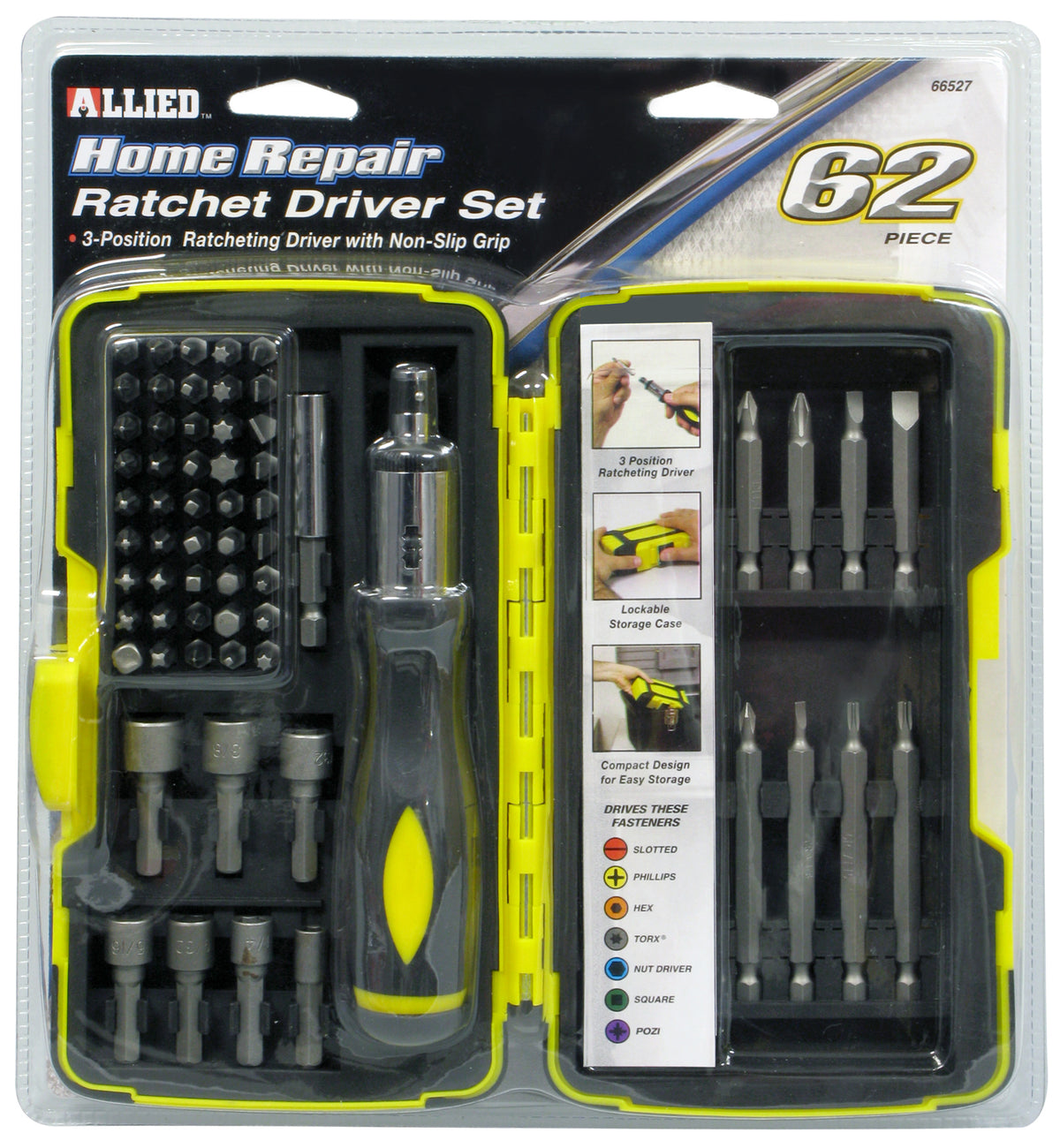 Allied 62-Piece Home Repair Ratchet Driver Set with Case