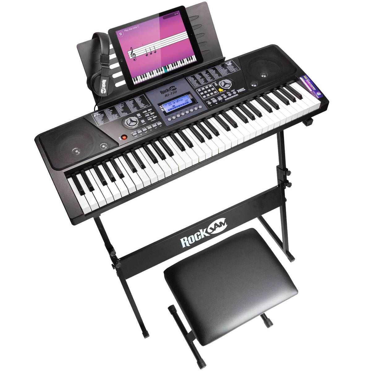 RockJam 61 Key Keyboard Super Kit w/ LCD Display