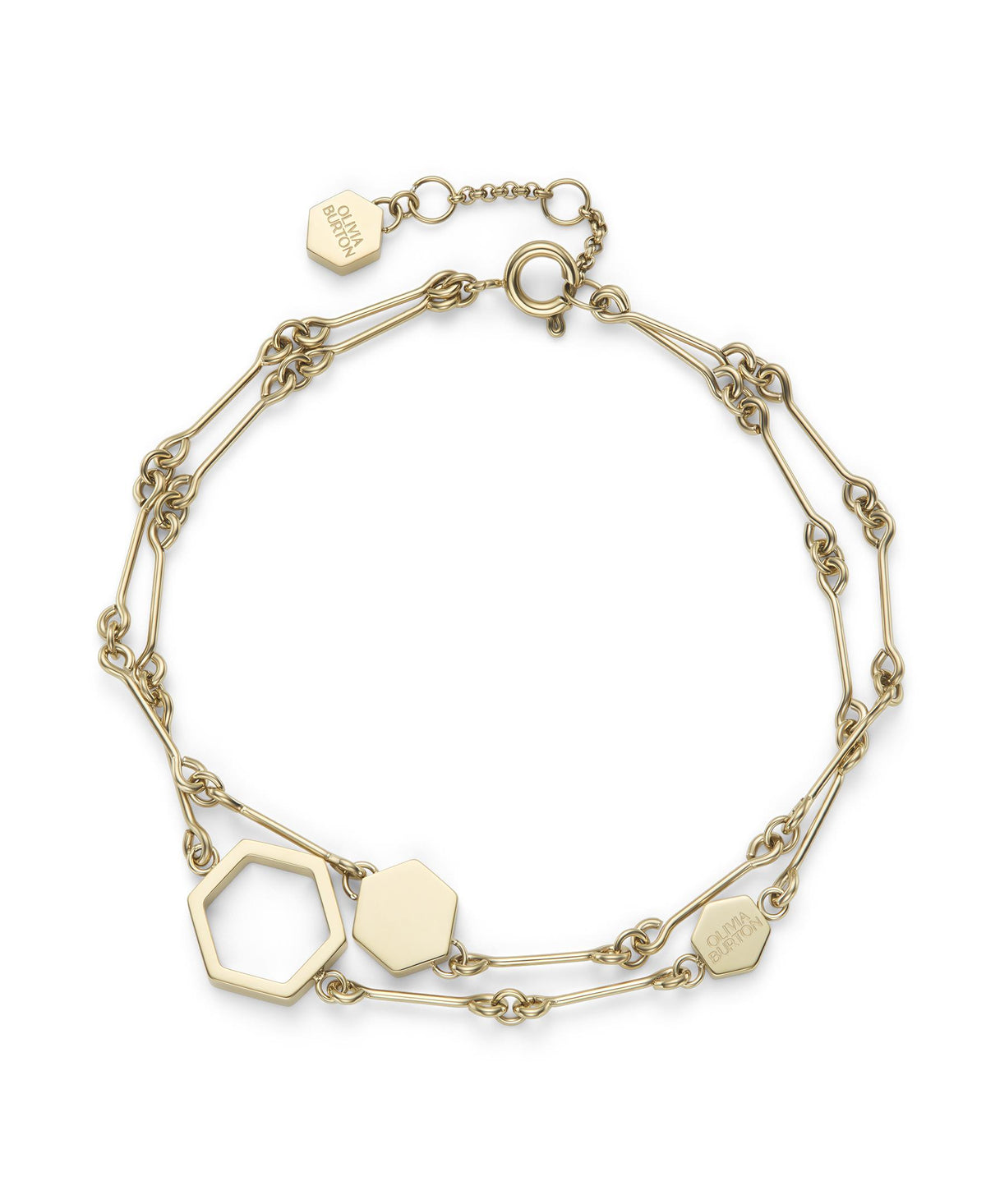 Olivia Burton Gold Plated Honeycomb double chain Bracelet.