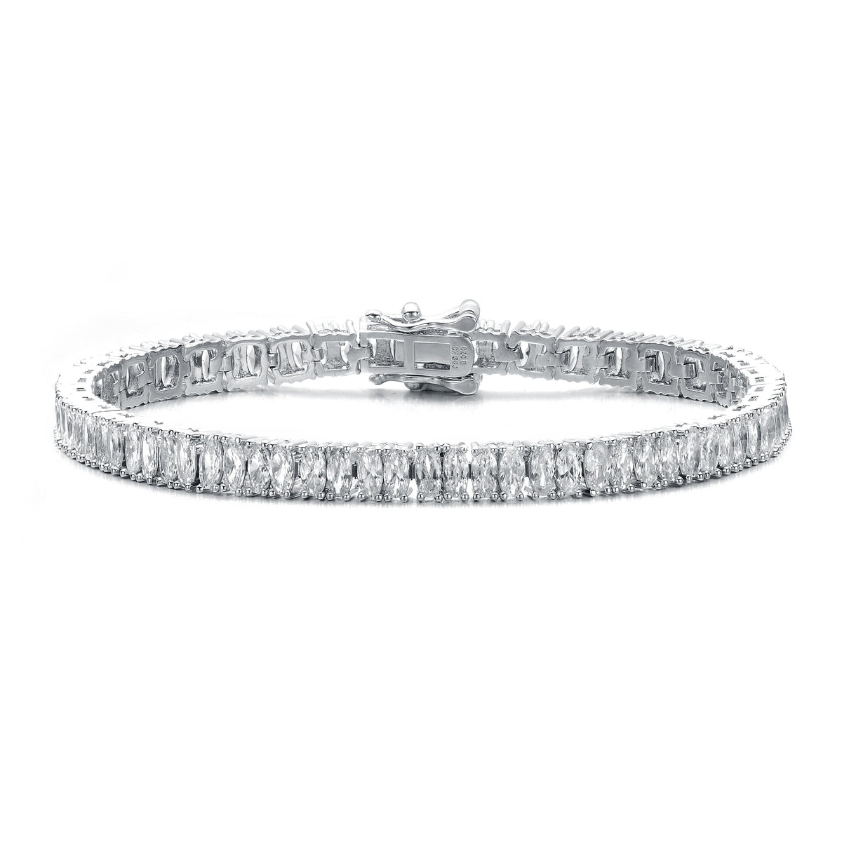 GENEVIVE Rhodium CZ Classic Tennis Bracelet Size 7"