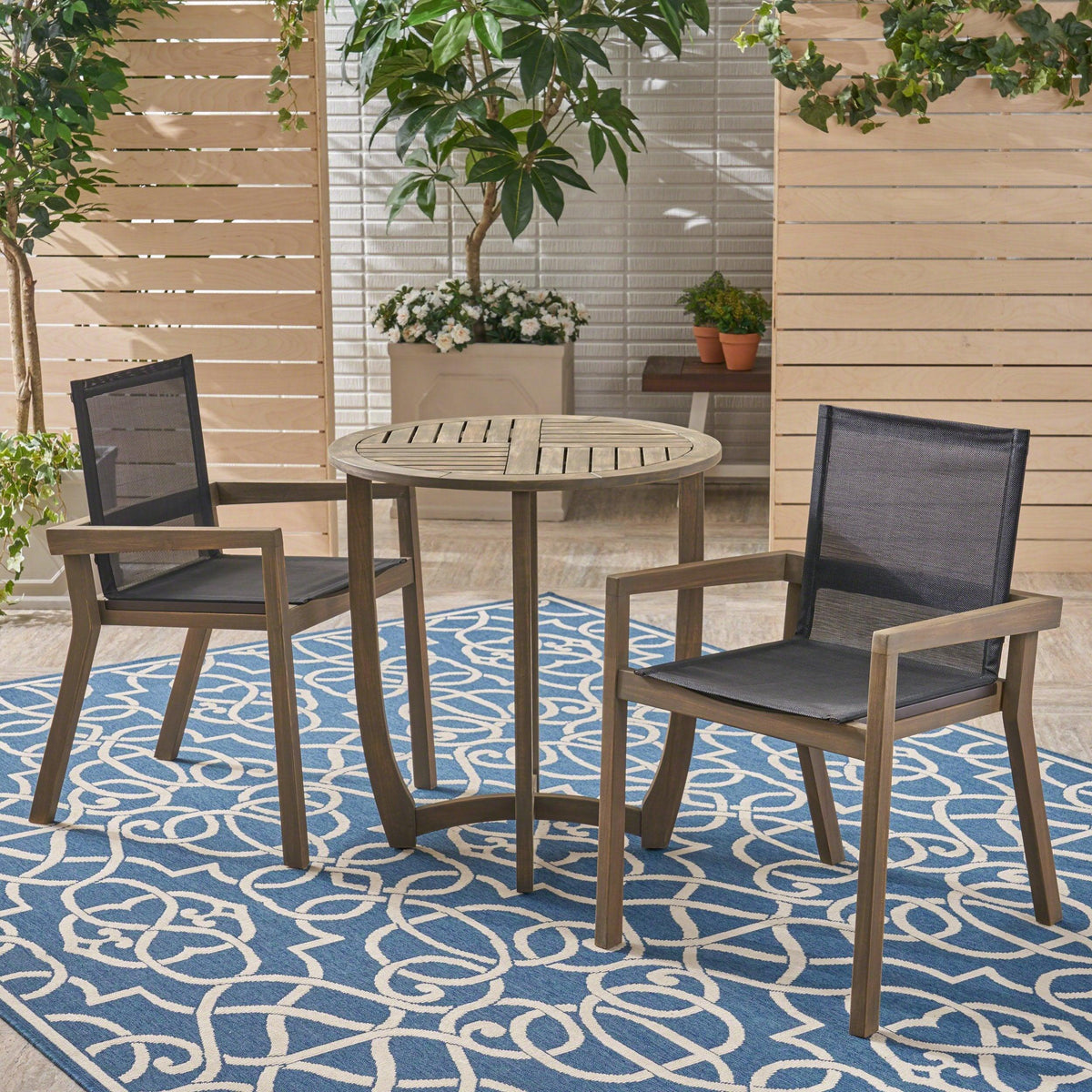 Stark Home Patio Acacia Wood 2-Seater Round Dining Set