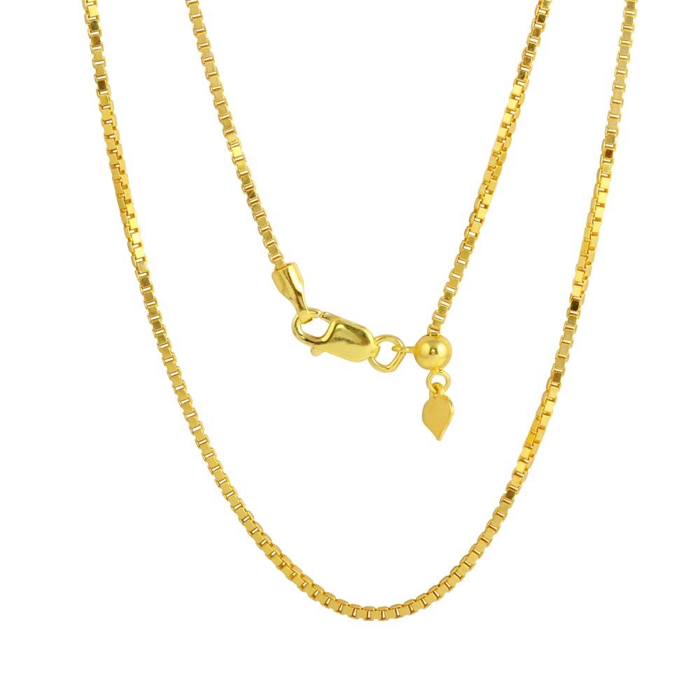 PARIKHS Gold Plated Adjustable Box Slider Chain with Hanging Heart in 925 Sterling Silver