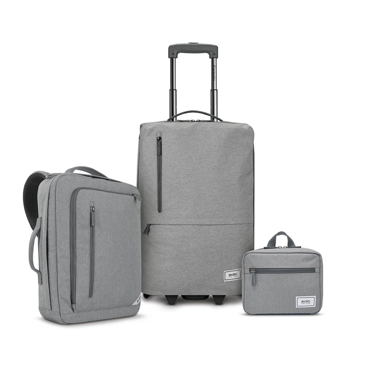 Solo New York Travel Trio Bundle - Carry-On Backpack & Toiletry Kit