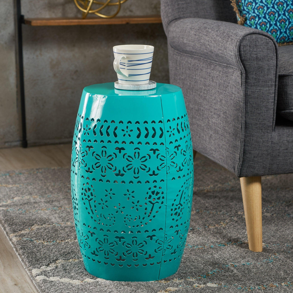 Stark Home Apollos Lace Cut Iron Accent Table