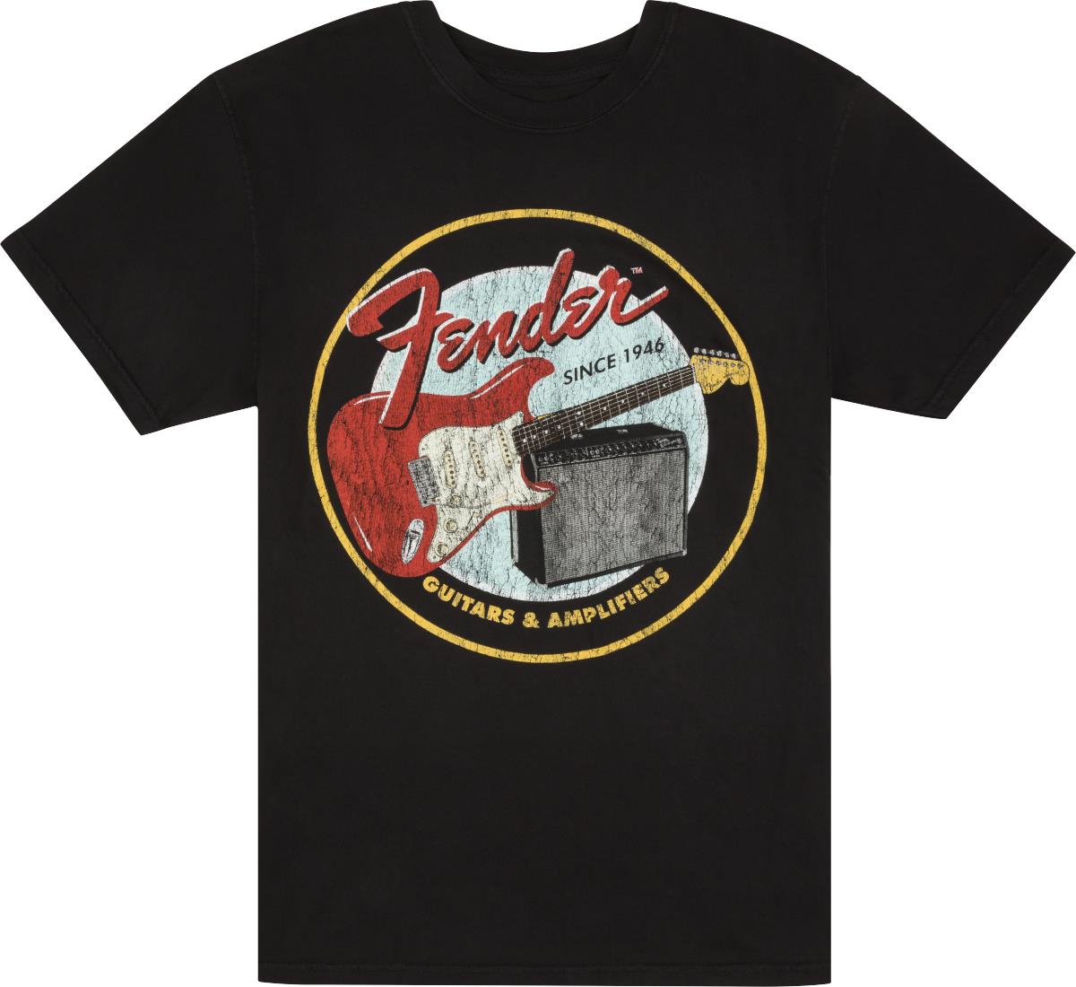 Fender 1946 Guitars - Amplifiers Unisex T-Shirt - Vintage Black - Size Medium