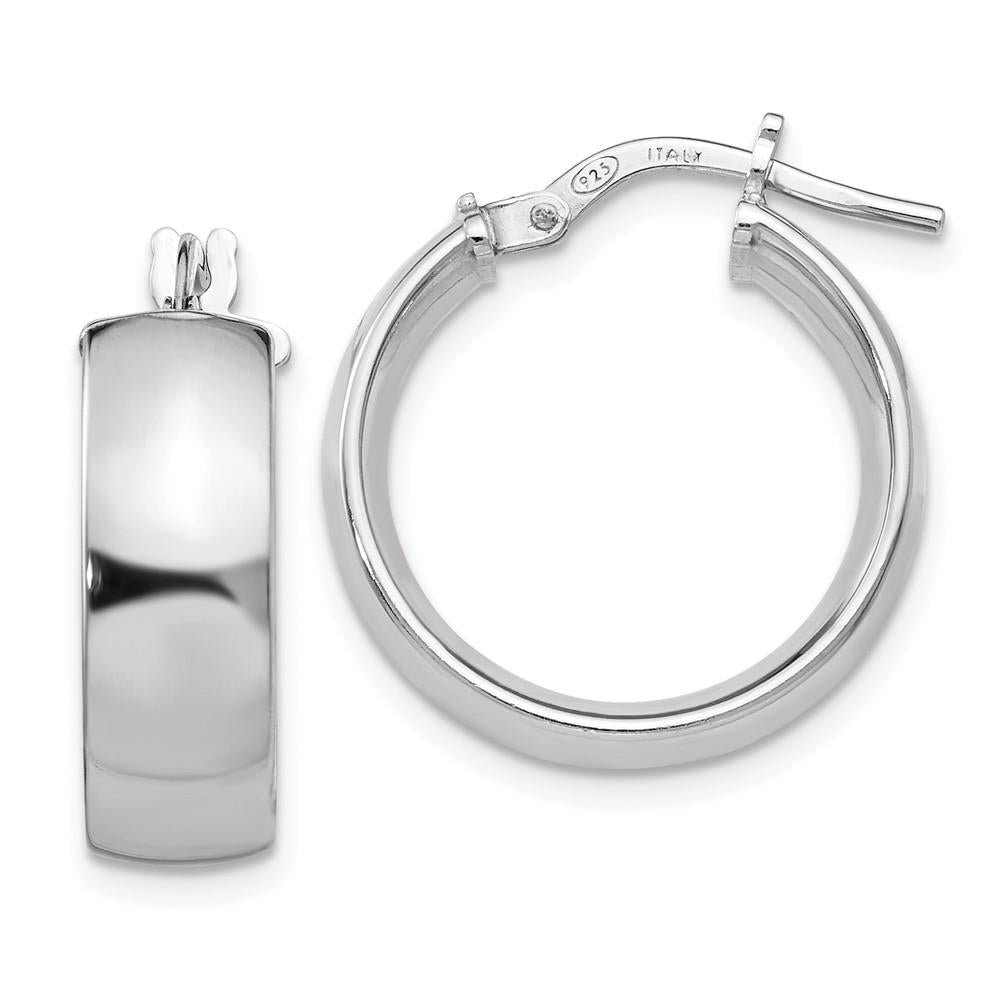 Distinctive Sterling Silver Rhodium-plated Hoop Earrings