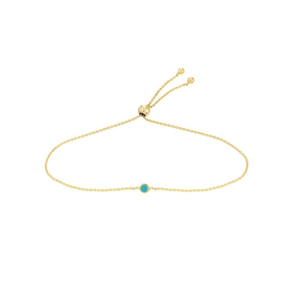 HAWLEY ST Mini Turquoise Enamel Bezel Bolo 9.5" Bracelet