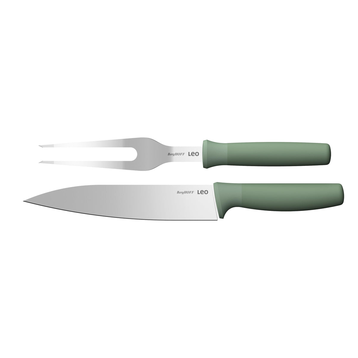 BergHOFF Leo Forest 2pc Recycled SS Carving Set, Green PP Handles