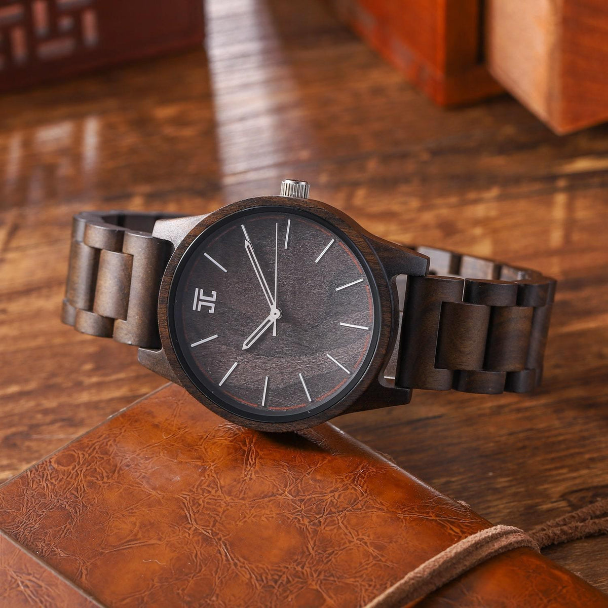 Joycoast Earth - Dark Sandalwood & Walnut Woodgrain Wooden Watch 45mm