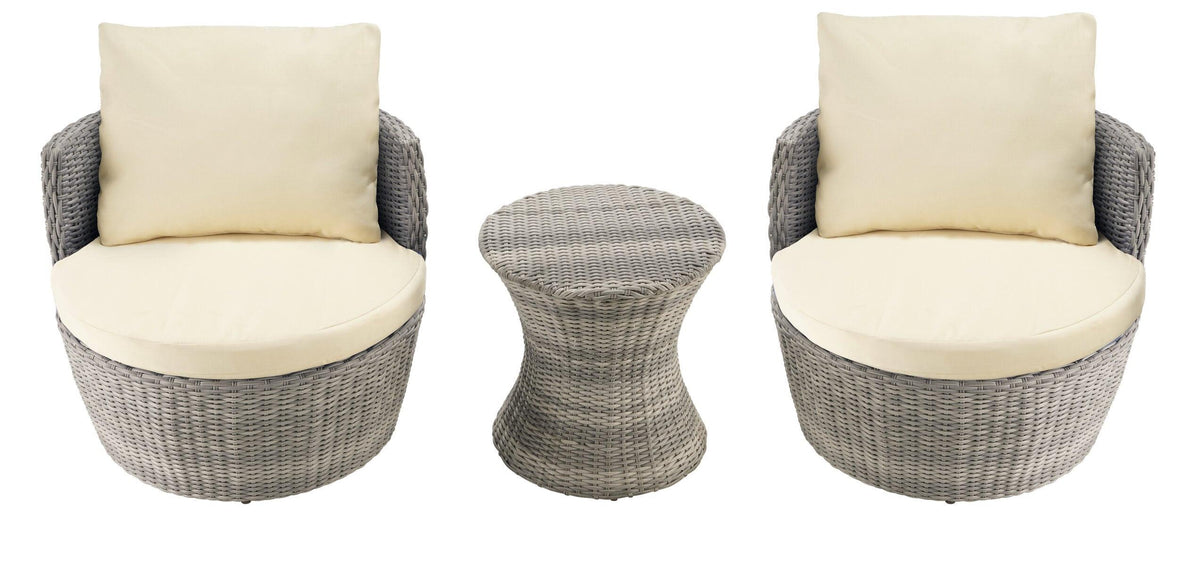W Unlimited Romantic Collection - Outdoor 3-Piece Bistro Set - Grey, Beige