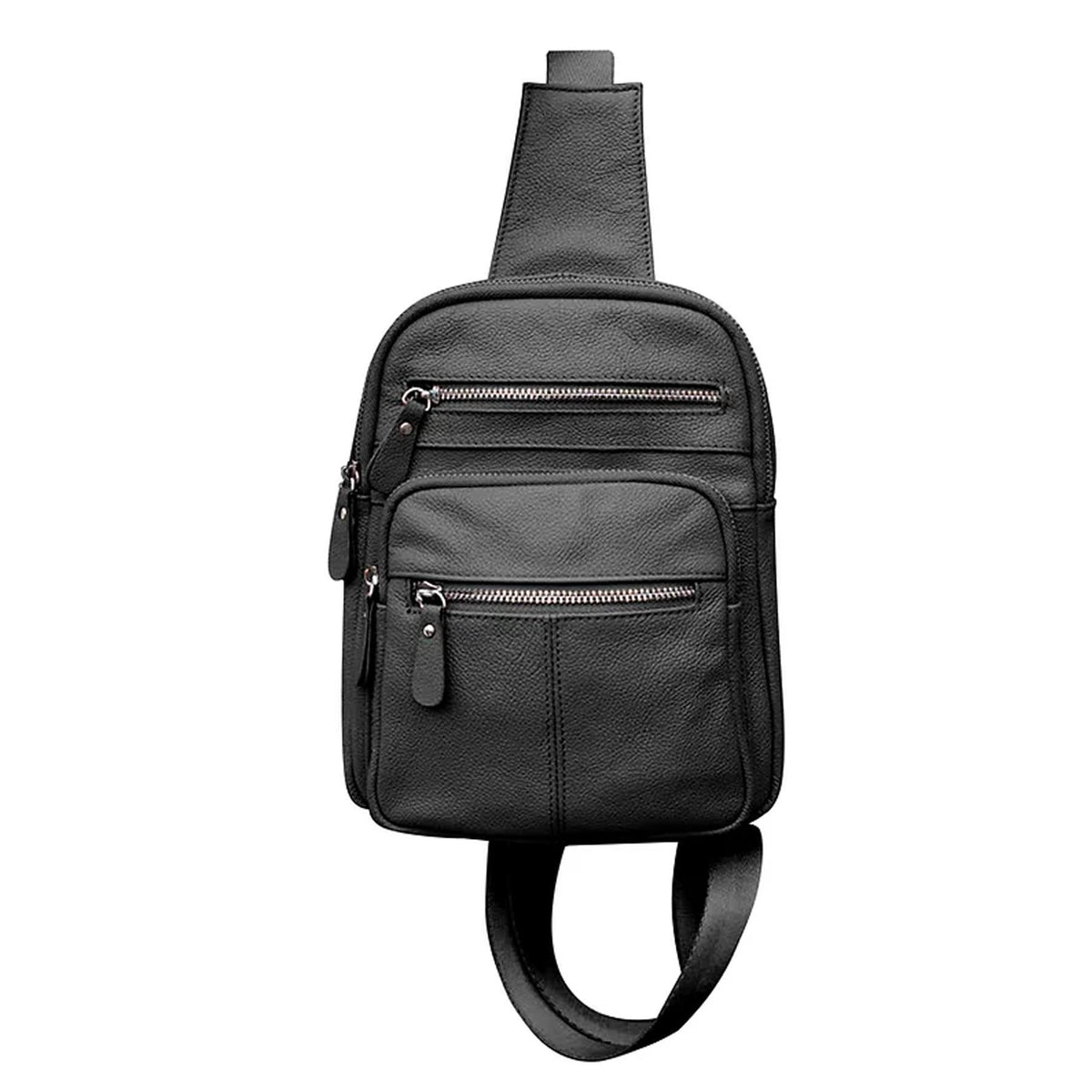 Roma Leathers Modern Leather Sling Bag Black