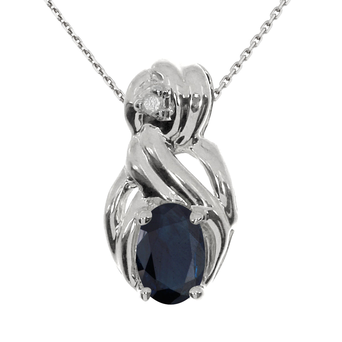 Distinctive 14K White Gold Sapphire Figure 8 Pendant