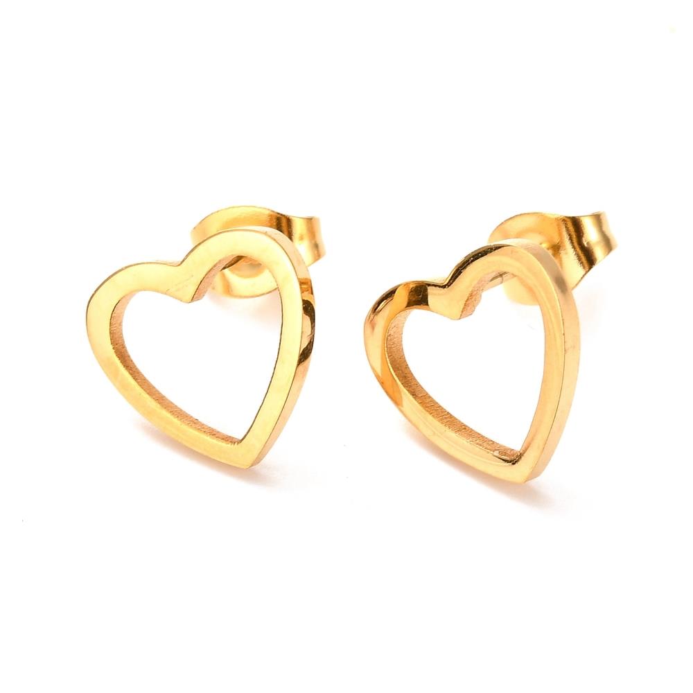 DKD Gold Plated Open Heart Stud Earrings