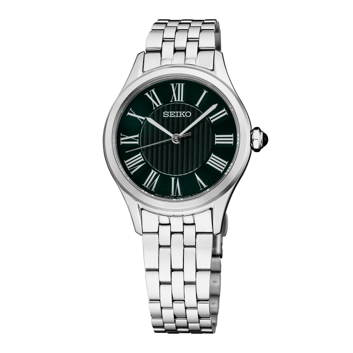 Seiko Ladies Essentials Silver-Tone Stainless Steel Watch Green Dial