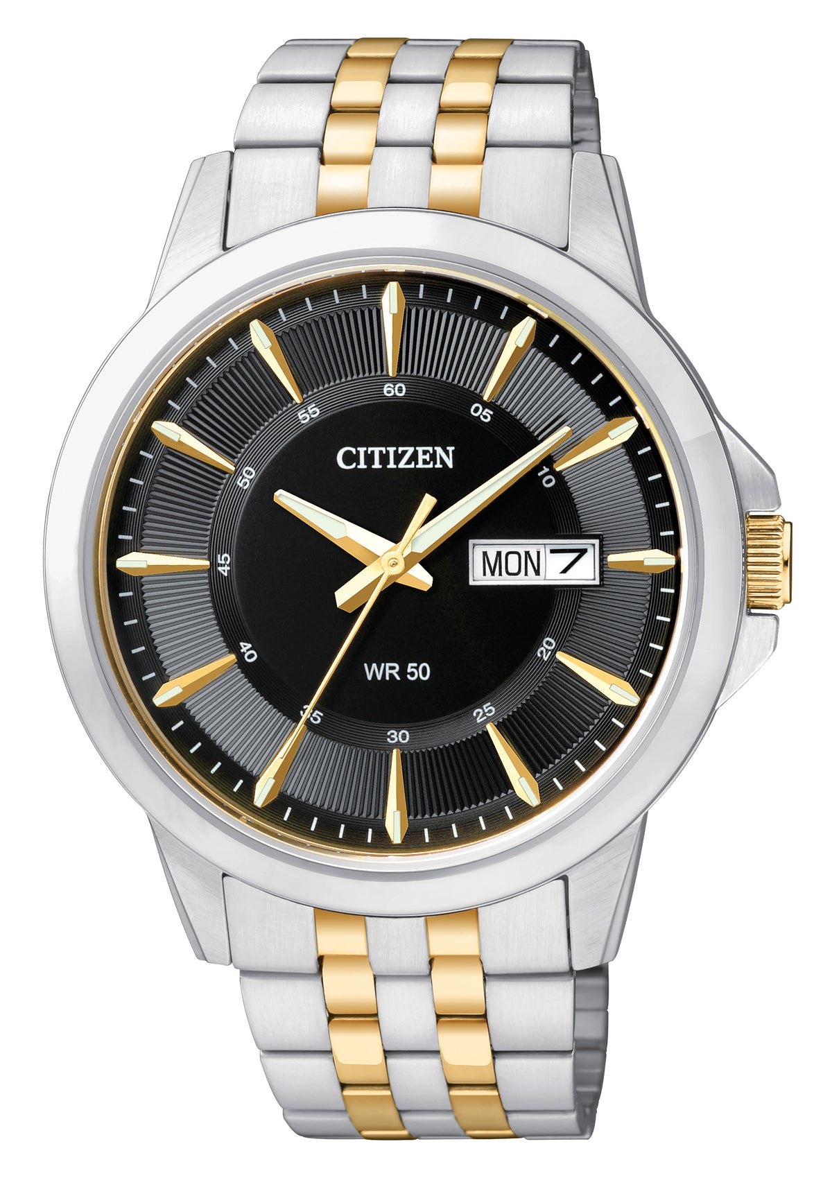 Citizen Watch Men's Quartz Two-Tone Stainless Steel Watch with Black Dial and Date