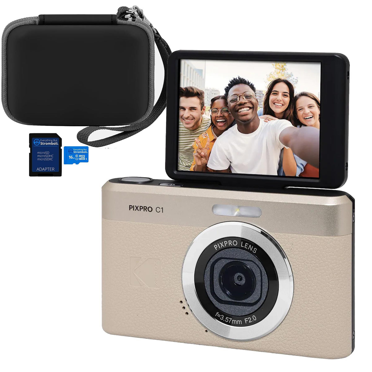 Kodak Pixpro C1 Digital Camera Bundle - Tan