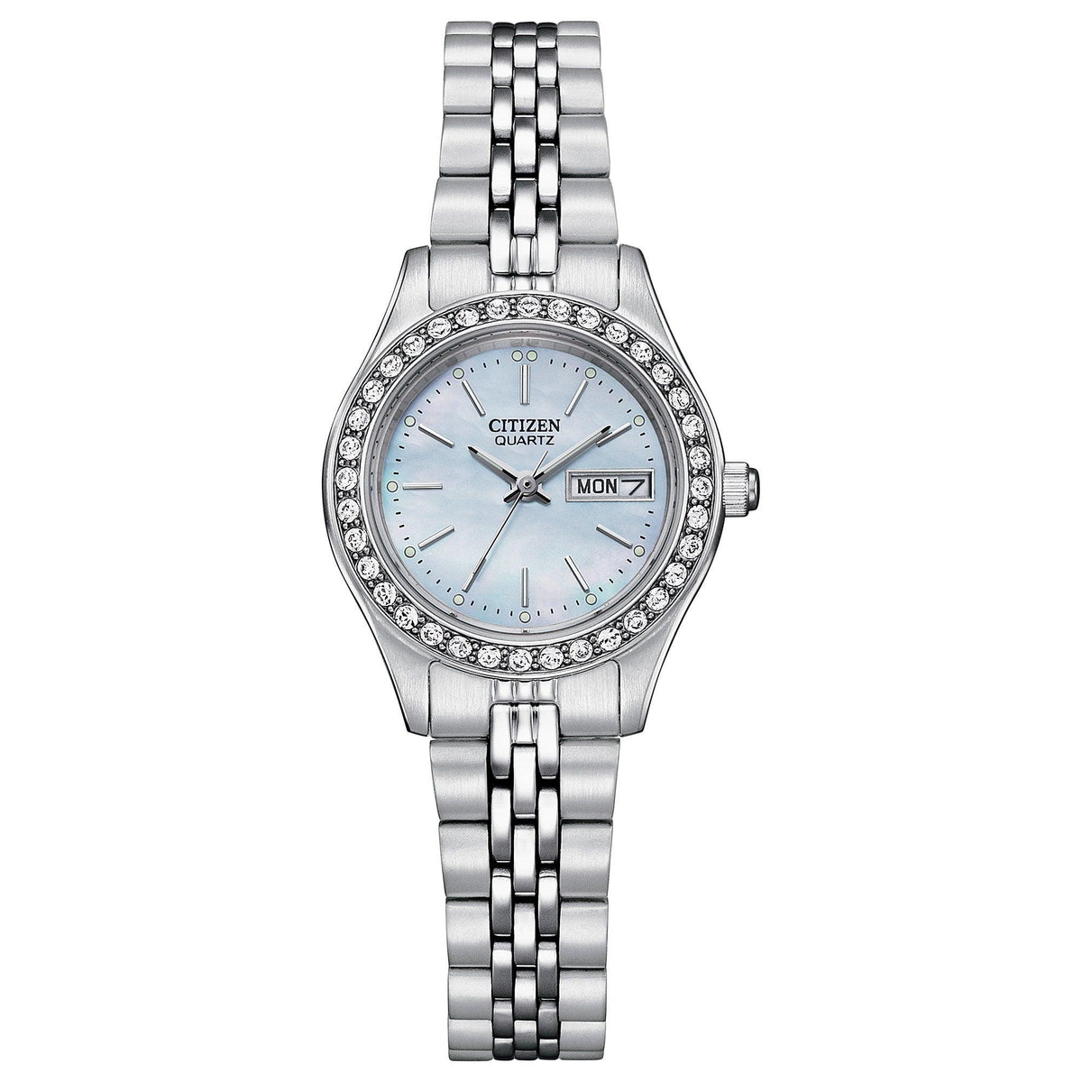 Citizen Ladies Quartz Silver-Tone Stainless Steel Watch Blue MOP Dial