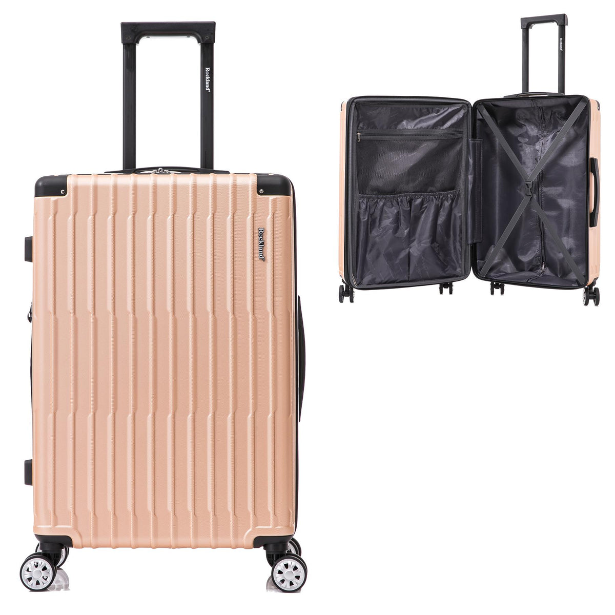 Rockland Luggage Napa Valley 20" Expandable ABS Uright Spinner & 14" Tote - Champagne