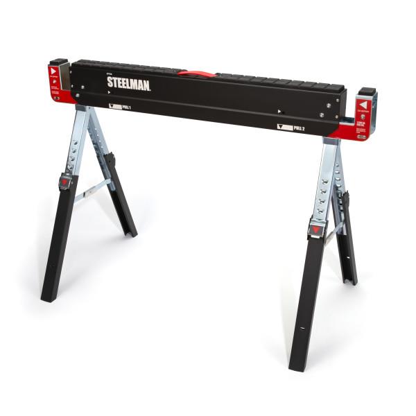 JS Products Steelman Single Height Adjustable Folding Multi-Purpose Sawhorse