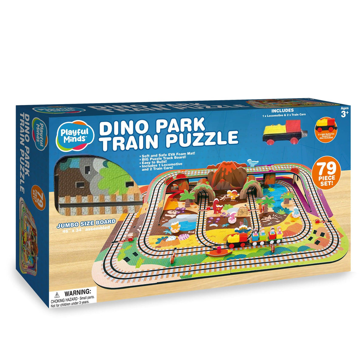 Playful Minds Dino Park Train Puzzle Deluxe Ages 3+ Years