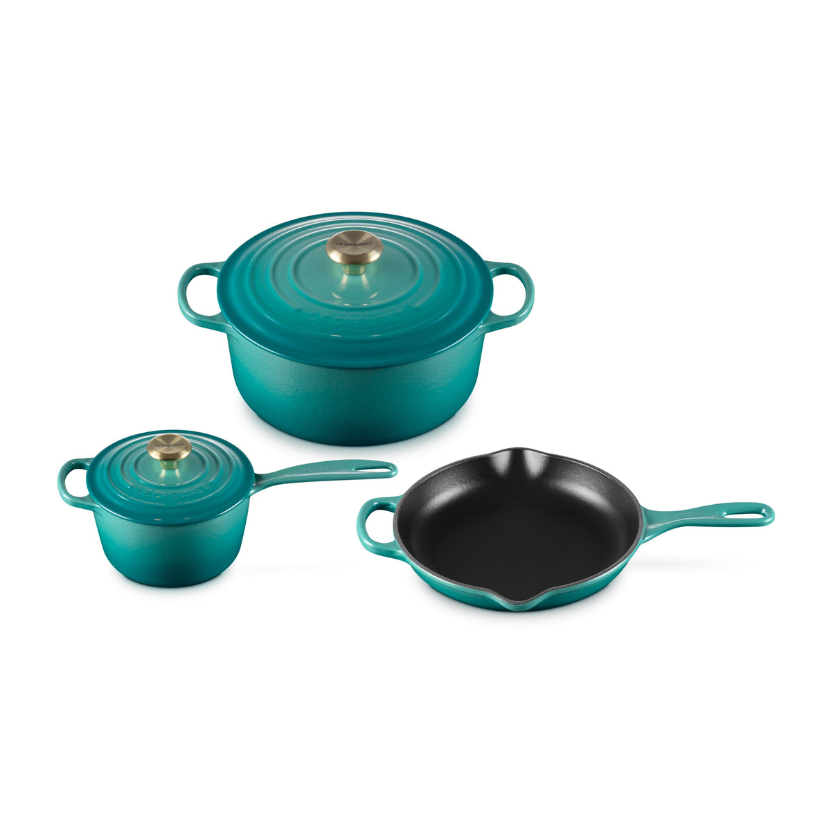 Le Creuset 5pc Signature Cast Iron Cookware Set Riviera