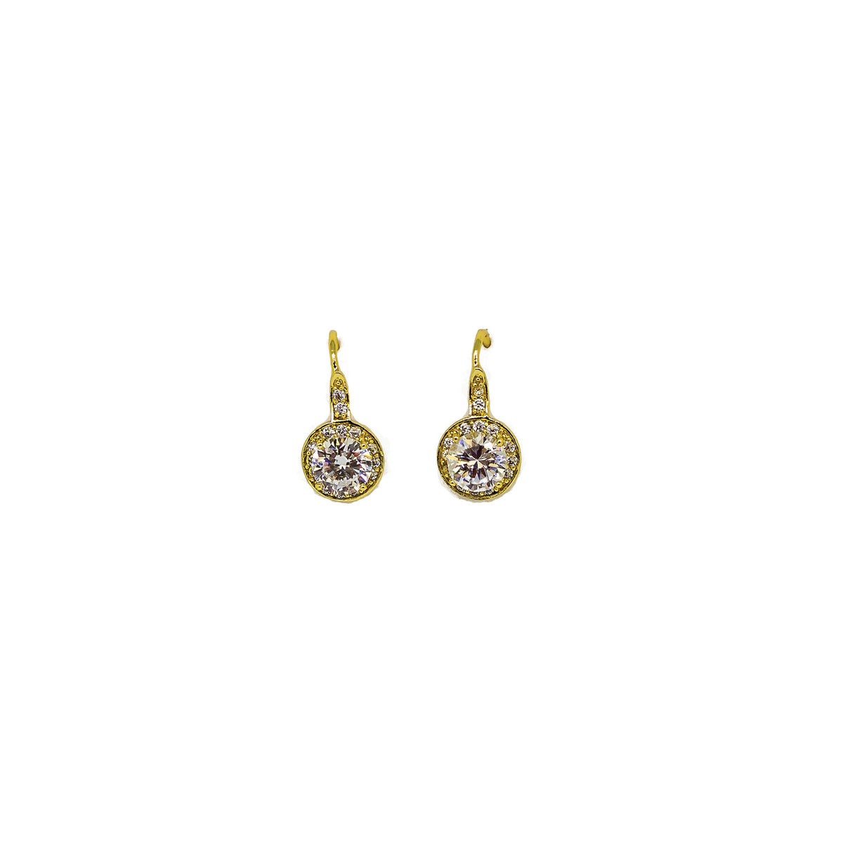 Completely Bella Gold Tone Halo CZ Drop Earrings