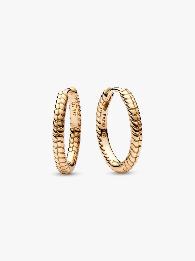 Pandora Small 14K Goldplated Charm Hoop Earrings