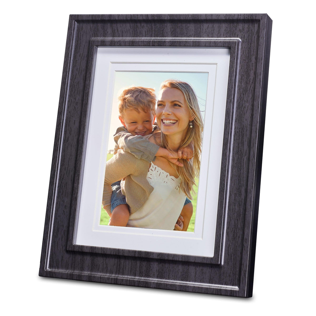 iHome POWERPIC Photo Frame with Triple USB Charging Dark Brown