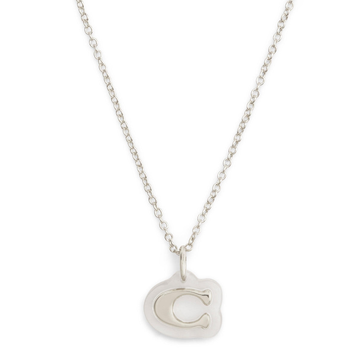 COACH Signature C Lucite Pendant Necklace - Gold/Rhodium