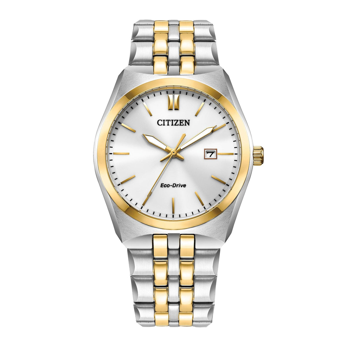 Citizen Mens Corso Eco-Drive Two-Tone Stainless Steel Watch White Dial