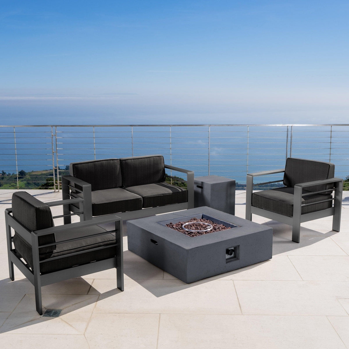 Stark Home Cape Coral Outdoor 4-Seat Chat Set With Fire Table