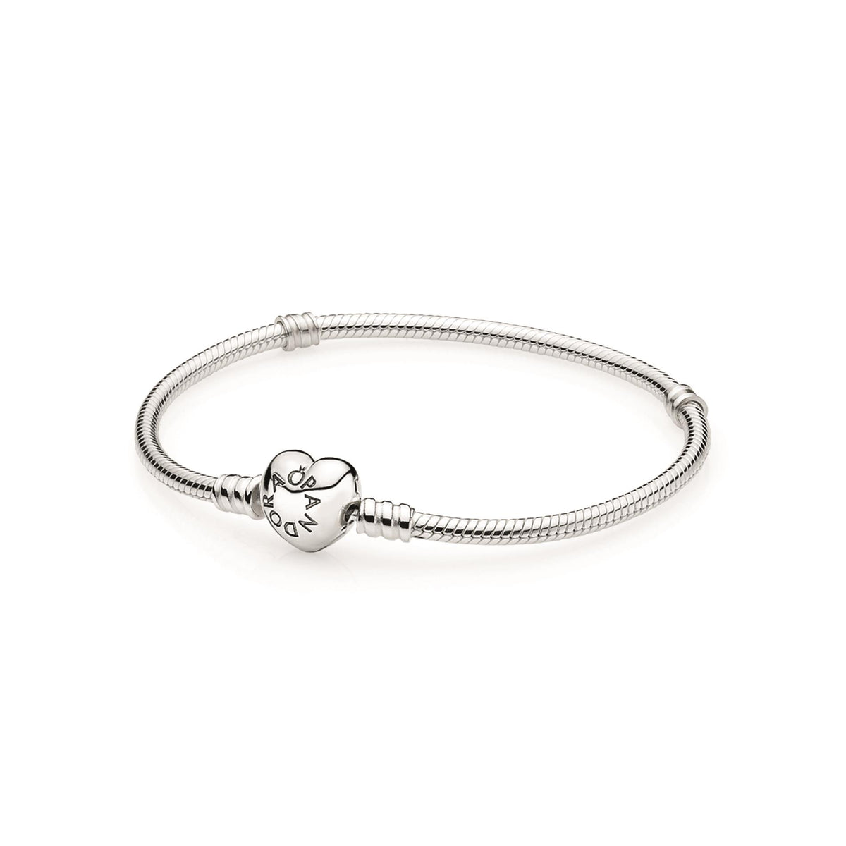 Pandora Moments Heart Clasp Snake Chain Bracelet Size 7.5"