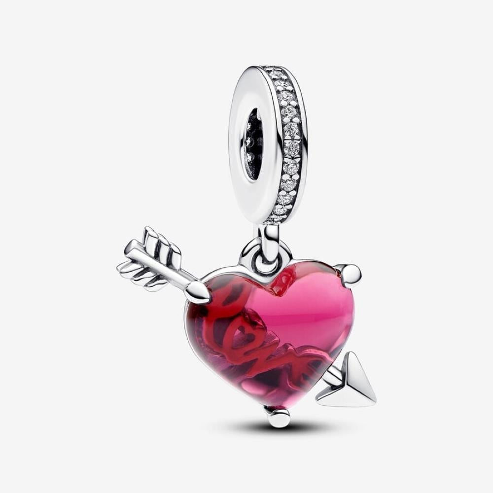 Pandora Red Heart & Arrow Murano Glass Charm