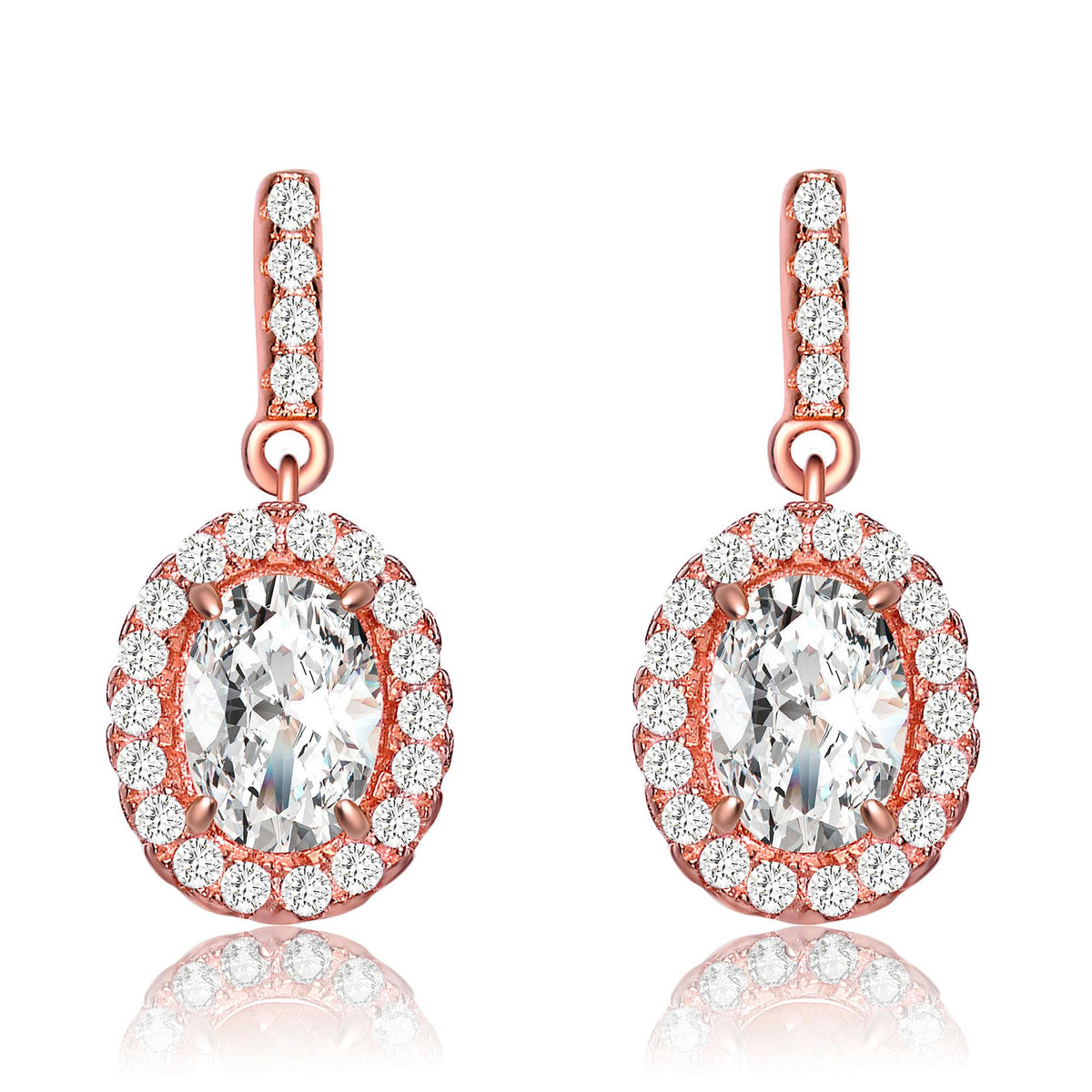 GENEVIVE CZ Rhodium Classic Dangling Earrings