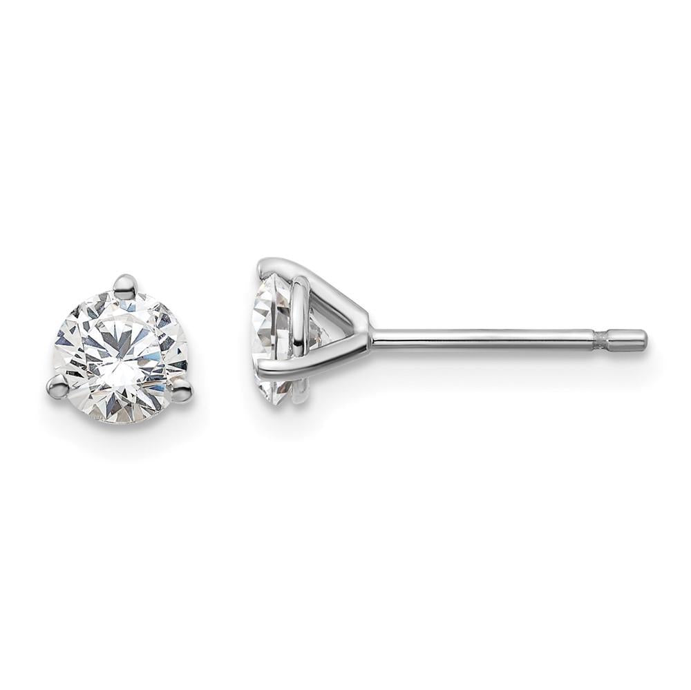 Distinctive 14K White Gold Lab Grown Diamond 3/4ctw 3 Prong Earrings