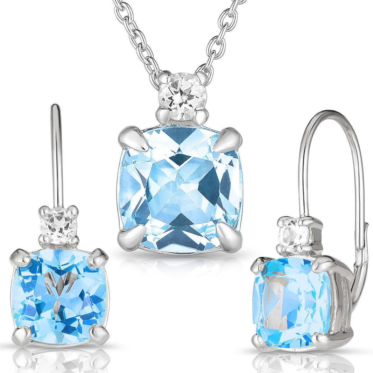 Jilco Inc Blue Topaz Earrings and Necklace Set