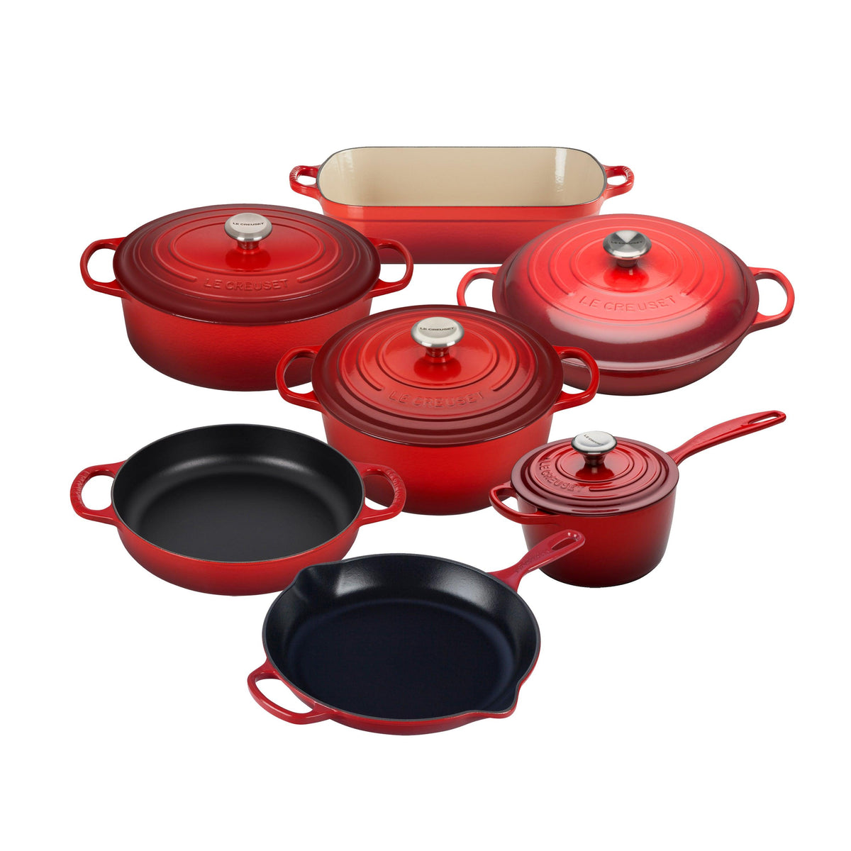 Le Creuset 11pc Signature Cast Iron Cookware Set Cerise