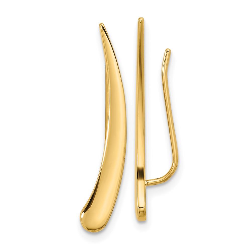 Distinctive 14k Gold Polished Pointed Ear Climber Earrings