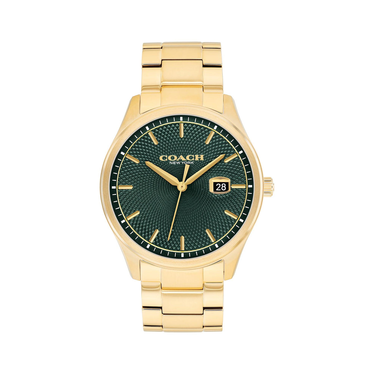 Coach Mens Oliver Gold-Tone Stainless Steel Watch Green Dial
