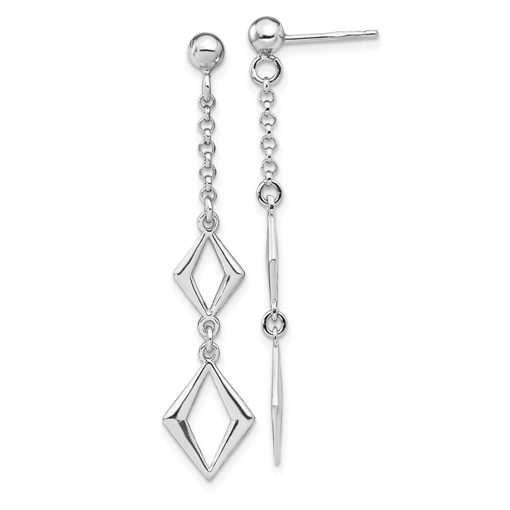 Distinctive Sterling Silver Rhodium-plated Polished Earrings