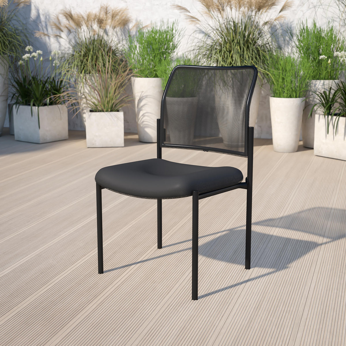 Flash Furniture Comfort Black Mesh Stackable Steel Side Chair