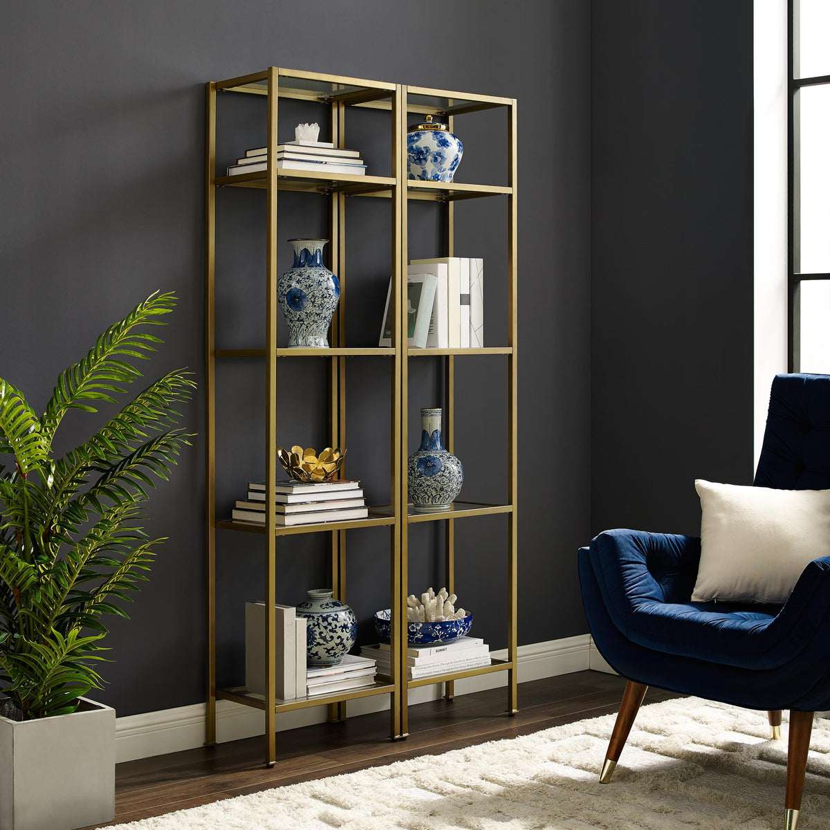 Crosley Furniture Aimee 2-Piece Etagere Bookcase Set