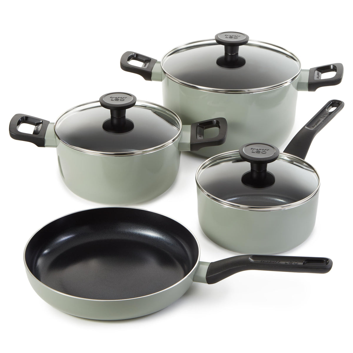 BergHOFF Leo Glints 7Pc Cast Aluminum Non-Stick Cookware Set, Sage